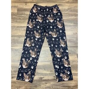 Tabby Cat Face Pajama Pants Women Small Paw Print Lounge Sleepwear Cat Mom Cozy